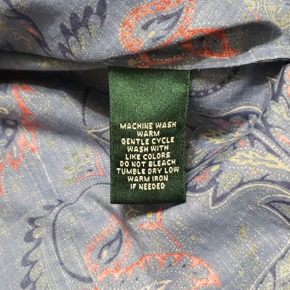 SOLD-Lauren Jeans Co Ralph Lauren Blue Paisley Cotton Button Up Shirt Womens L - Picture 7 of 11